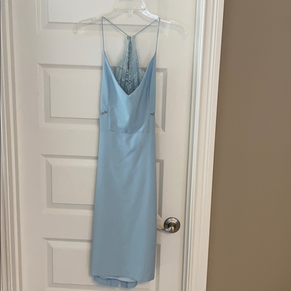 Light blue midi dress with back lace detail